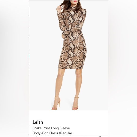 EUC - Leith Snake Print Long Sleeve Body-Con Dress - XS - Picture 1 of 7